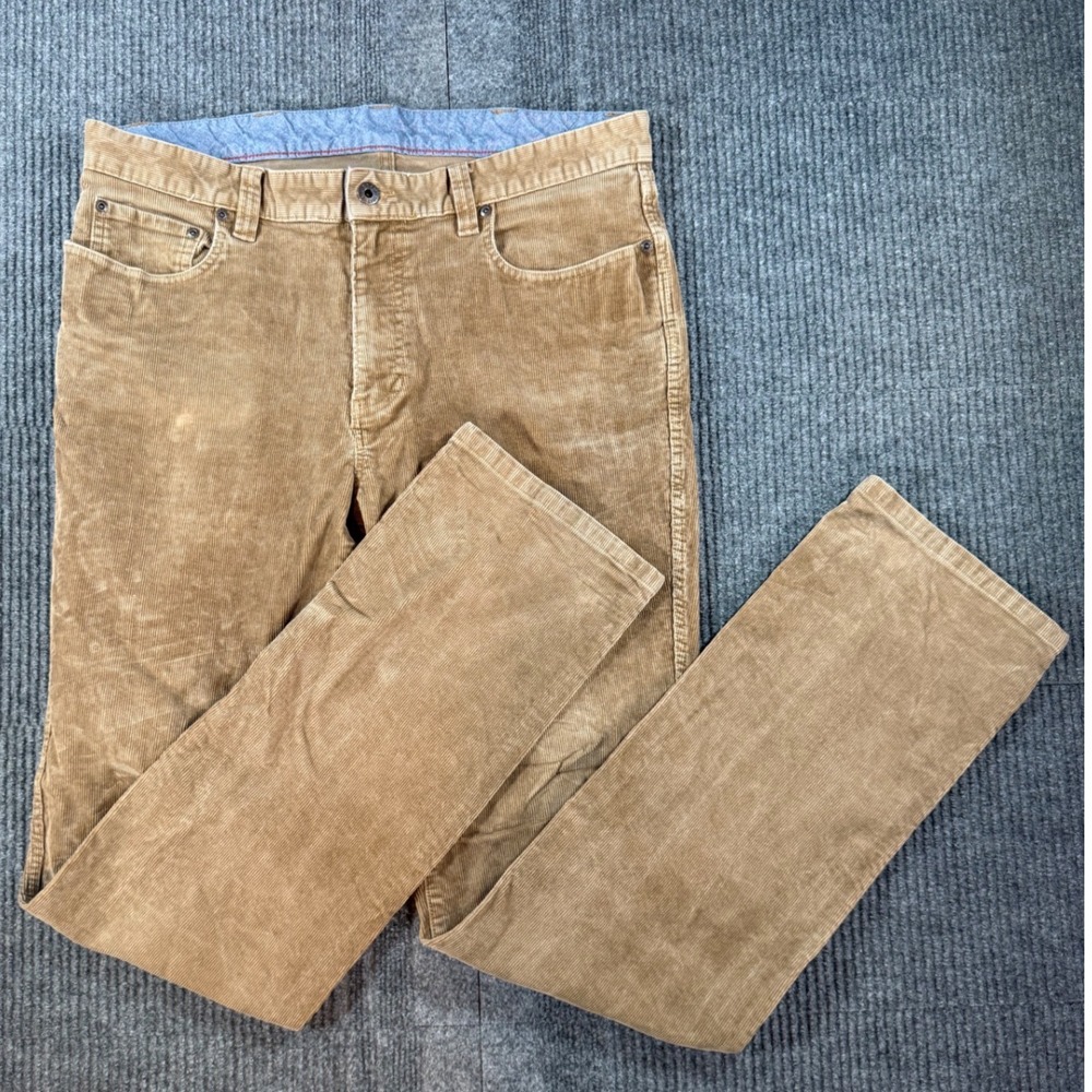LL Bean Mens Corduroy Pants 34x34 Standard Fit Tan Brown 502837 Stretch Trousers